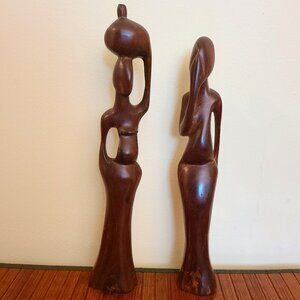 Two Vintage Wooden African Tribal Carvings